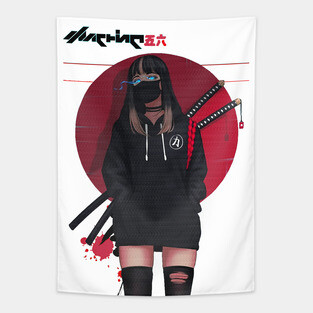 Cool Japanese Girl Samurai Tapestry