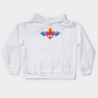 Sacred Heart Evil Eye Mexican Art Kids Hoodie