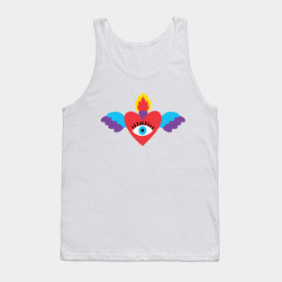 Sacred Heart Evil Eye Mexican Art Tank Top