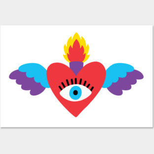 Sacred Heart Evil Eye Mexican Art Posters and Art