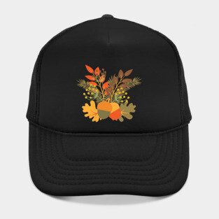 Autumn Floral Acorns & Leaves Hat