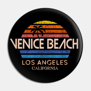 Venice Beach Vintage retro sun sunset stripes distressed 80s eighties Pin