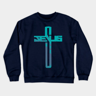 Blue and Purple Jesus Cross Crewneck Sweatshirt