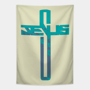 Blue and Purple Jesus Cross Tapestry