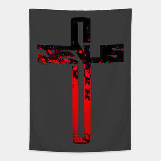 Red and Black Jesus Cross Tapestry