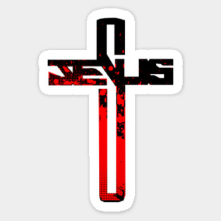 Red and Black Jesus Cross Magnet