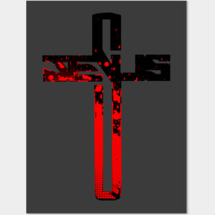 Red and Black Jesus Cross Posters and Art