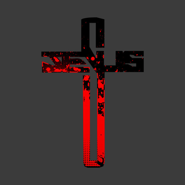 Red and Black Jesus Cross by AlondraHanley