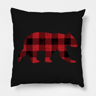 Red Buffalo Check Vintage Bear for Gay Bear Pride | BearlyBrand Pillow