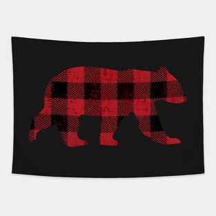 Red Buffalo Check Vintage Bear for Gay Bear Pride | BearlyBrand Tapestry