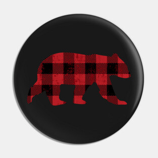 Red Buffalo Check Vintage Bear for Gay Bear Pride | BearlyBrand Pin