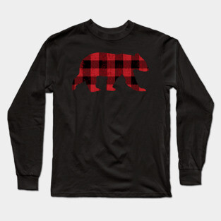 Red Buffalo Check Vintage Bear for Gay Bear Pride | BearlyBrand Long Sleeve T-Shirt