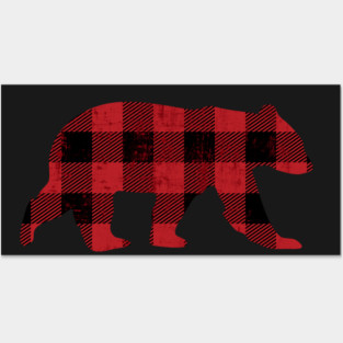 Red Buffalo Check Vintage Bear for Gay Bear Pride | BearlyBrand Posters and Art