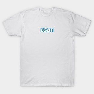 LGBT Blue box logo distressed T-Shirt