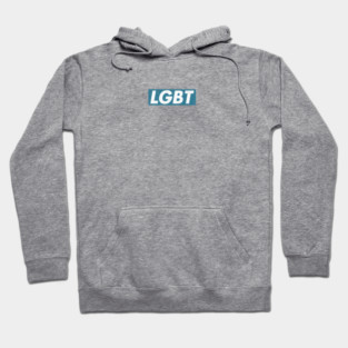 LGBT Blue box logo distressed Hoodie