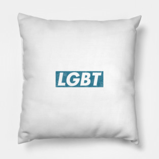 LGBT Blue box logo distressed Pillow