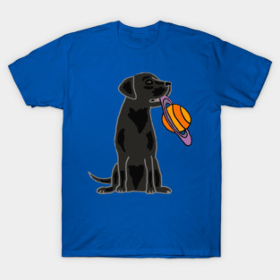 Cute Black Lab Dog with Saturn Frisbee T-Shirt