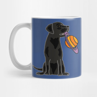Cute Black Lab Dog with Saturn Frisbee Mug