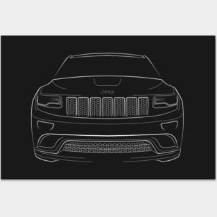 Jeep Grand Cherokee WK2 - front stencil, white Posters and Art