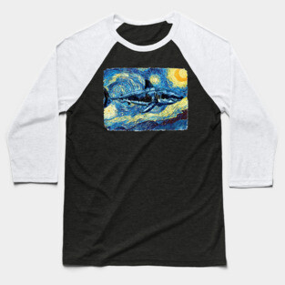 The Shark Van Gogh Style Baseball T-Shirt
