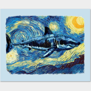 The Shark Van Gogh Style Posters and Art