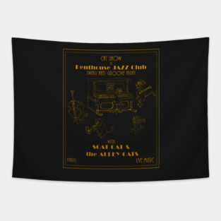 Cat-Deco Jazz Show Tapestry