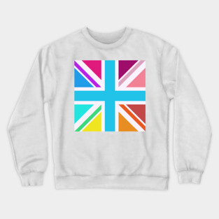 Square Union Jack Flag Multicolored Crewneck Sweatshirt