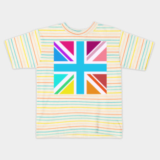 Square Union Jack Flag Multicolored Kids T-Shirt