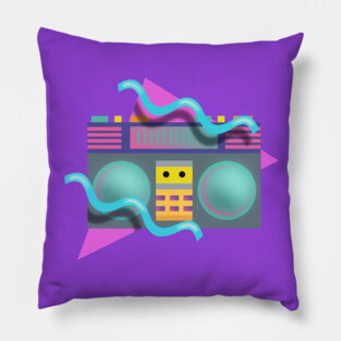Retro Eighties Boom Box Graphic Pillow