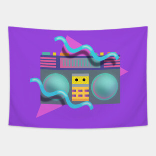 Retro Eighties Boom Box Graphic Tapestry