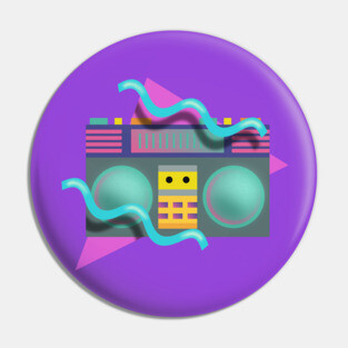 Retro Eighties Boom Box Graphic Pin