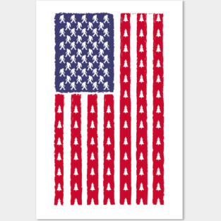 Vintage Bigfoot american flag Posters and Art