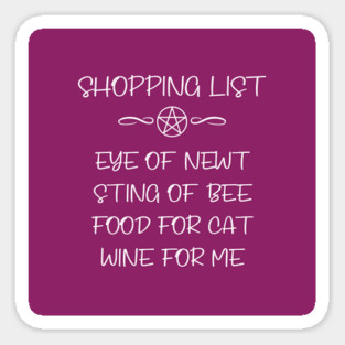 Eye of Newt and Wine Cheeky Witch® Cat Owners Shopping List Sticker