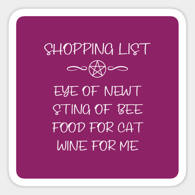 Eye of Newt and Wine Cheeky Witch® Cat Owners Shopping List Sticker by Cheeky Witch