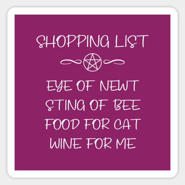 Eye of Newt and Wine Cheeky Witch® Cat Owners Shopping List Magnet by Cheeky Witch