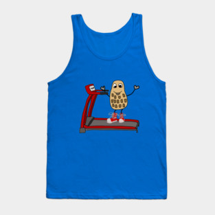 Funny Peanut on Treadmill Exercise Nut Cartoon Tank Top