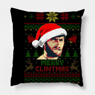 Merry Clintmas Clint Eastwood Christmas Pillow