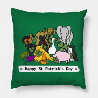 Cute Animals say Happy St Patricks Day Pillow