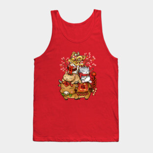 Chinese New Year Cats on Ox Tank Top