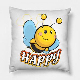 Bee Happy Pun Pillow