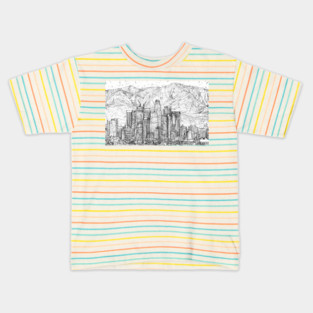 LOS ANGELES skyline - pencil portrait .1 Kids T-Shirt