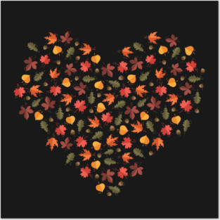 Autumn leaves heart Posters and Art