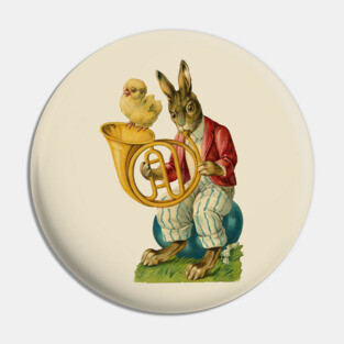 Vintage Easter Bunny French Horn Pin