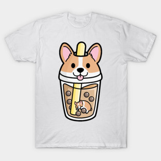 Kawaii Corgi Bubble Tea T-Shirt