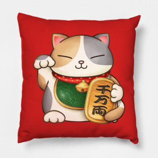 Calico Maneki Neko Pillow