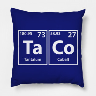 Taco (Ta-Co) Periodic Elements Spelling Pillow