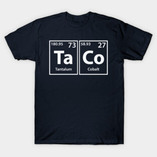 Taco (Ta-Co) Periodic Elements Spelling T-Shirt