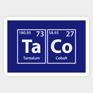 Taco (Ta-Co) Periodic Elements Spelling Sticker