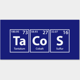 Tacos (Ta-Co-S) Periodic Elements Spelling Posters and Art