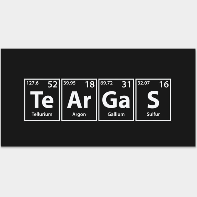 Teargas (Te-Ar-Ga-S) Periodic Elements Spelling Wall Art by Periodic Tees